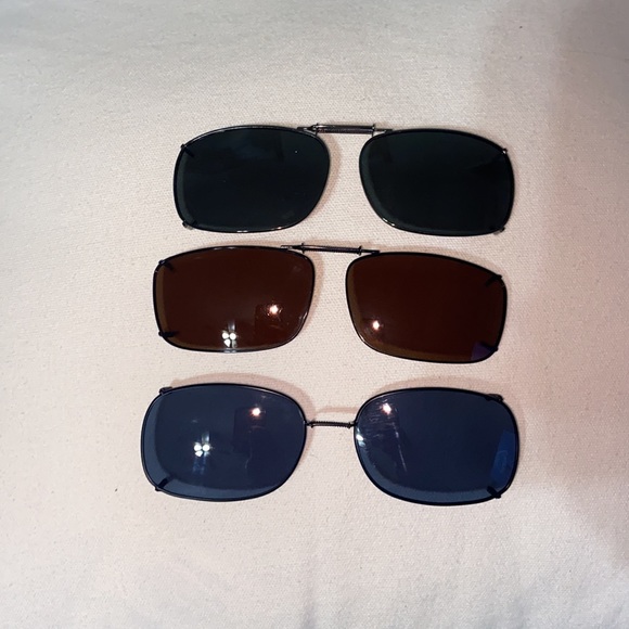 Adjustable 3 Clip-ons POLAR OPTICS Sunglasses Expand Over Clip on w/ Hard Case - Picture 2 of 4